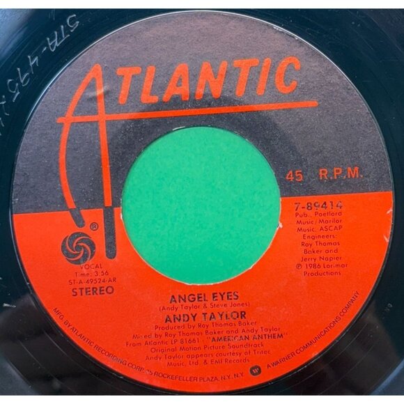 Andy Taylor Take It Easy / Angel Eyes 45 Rock 80s American Anthem Soundtrack - Picture 2 of 6